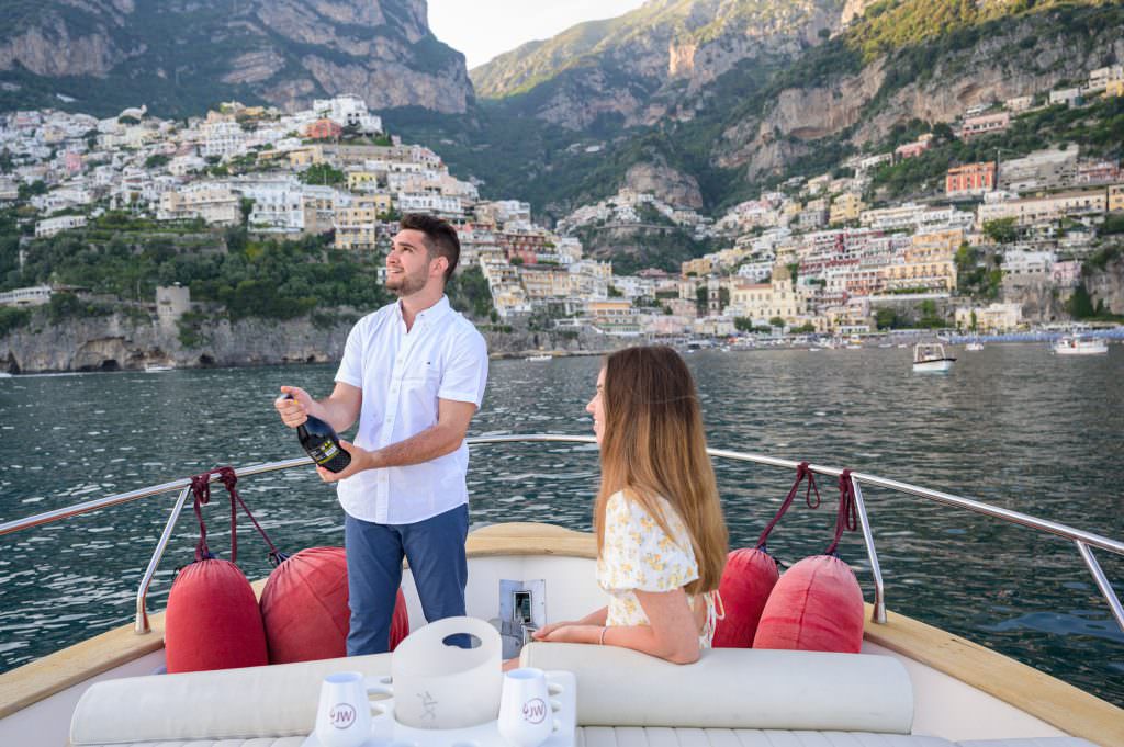 Wedding Proposal on Boat in Positano