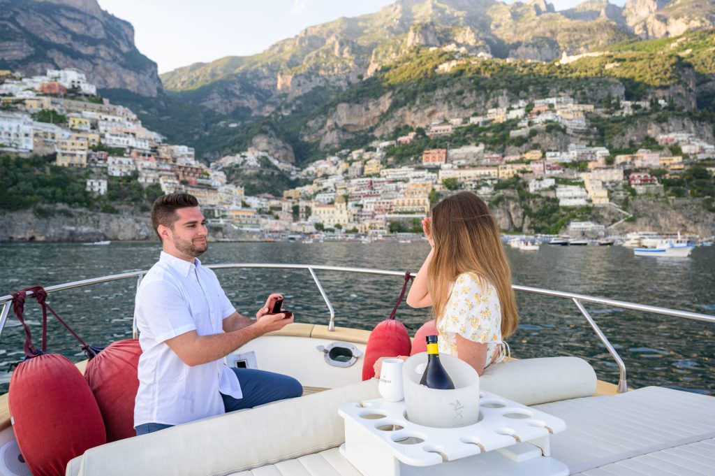 Wedding Proposal on Boat in Positano
