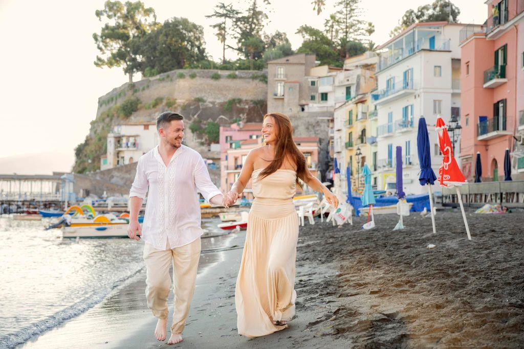 engagement photo sorrento beach sunrise